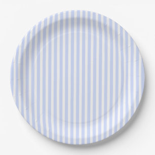 Tender Baby Blue Bleek Sky Blue and White Stripe Papieren Bordje