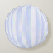Tender Baby Blue Bleek Sky Blue and White Stripe Rond Kussen (Achterkant)