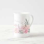 Tender Blushing Rozen Gepersonaliseerde Bone China Porselein Kop (Voorkant rechts)
