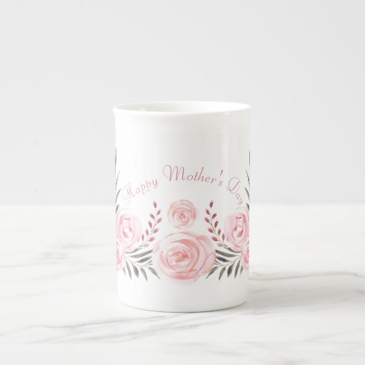 Tender Blushing Rozen Gepersonaliseerde Bone China Porselein Kop (Voorkant)