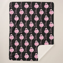Tender Flamingo Series Design 3 Fleece Blanket Sherpa Deken