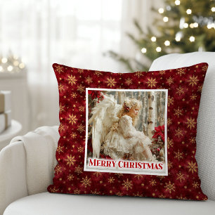 Tender Rood en Goud Victoriaanse Engel Kerstmis  Kussen
