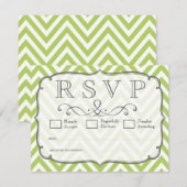 Tender schiet groene Chevron bruiloft RSVP Kaarten (Voorkant / Achterkant)