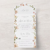 Tender Spring Wildflower Waterverf Berry Wedding All In One Uitnodiging (Binnen)