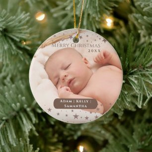 Tender Starry Christmas Personalized Photo Holiday Keramisch Ornament