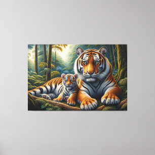 Tender Tigers Moment in Natuur Schilderen Canvas Afdruk