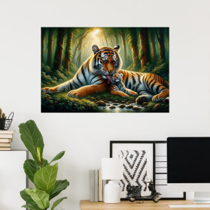 Tender Tigers Moment in Natuur Schilderen Poster