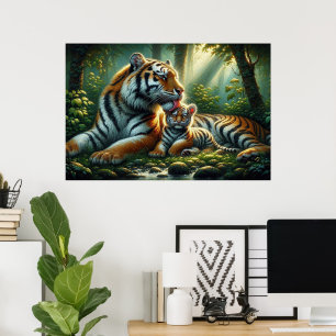 Tender Tigers Moment in Natuur Schilderen Poster