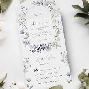 Tender Winter Wildflower Arch Waterverf Weddenscha All In One Uitnodiging