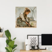 Tending Tomorrow - Femme avec des semis Poster (Bureau à domicile)