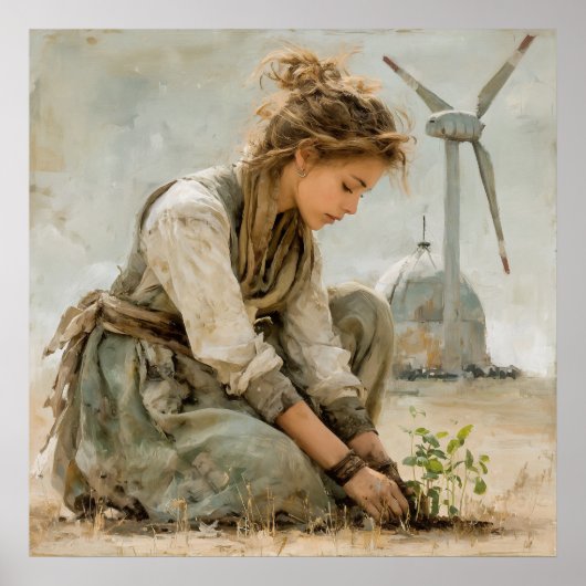 Tending Tomorrow - Femme avec des semis Poster (Devant)