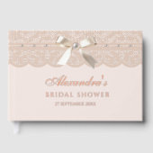 Tendre rose beige ruban dentelle douche de mariage (Recto)