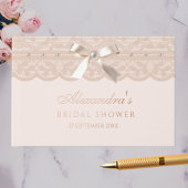 Tendre rose beige ruban dentelle douche de mariée