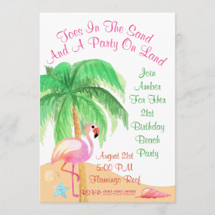 Tenen In Het Zand Flamingo Feest Uitnodiging