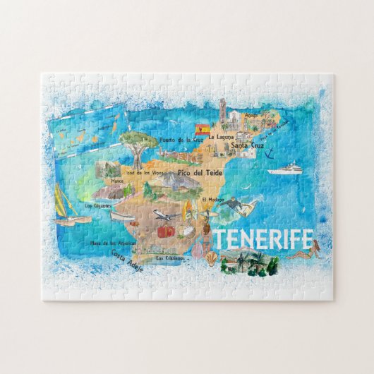 Tenerife Canarias Spanje Illustrate Map Legpuzzel (Horizontaal)