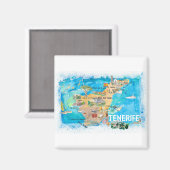 Tenerife Canarias Spanje Illustrate Map met Landm Magneet (Voorkant / Achterkant)