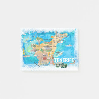 Tenerife Canarias Spanje Illustrate Map met Landm Post-it® Notes
