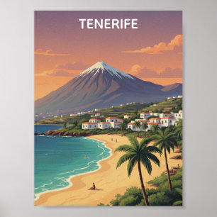 Tenerife Mount Teide Canarisch Eiland Reis Retro Poster