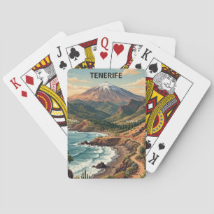 Tenerife Retro Reizen Vintage Mount Teide & Strand Pokerkaarten