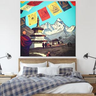 Tengboche-klooster Everest View Kunstwerk Canvas Afdruk