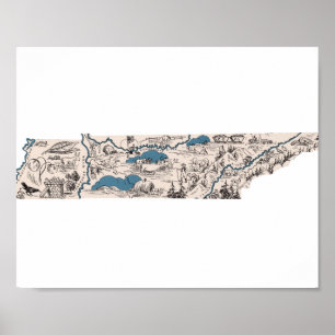 Tennessee  Afbeelding Map Poster
