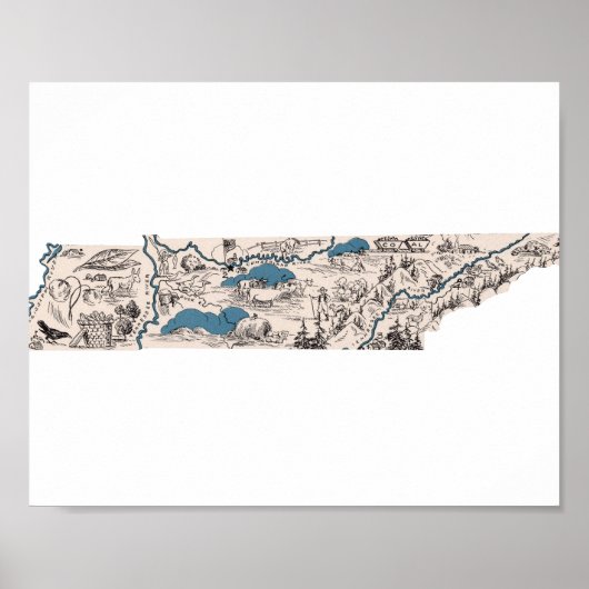 Tennessee  Afbeelding Map Poster (Voorkant)