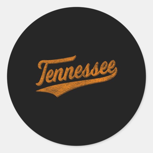 Tennessee Baseball Sports Script Cursive Flag Swoo Ronde Sticker (Voorkant)