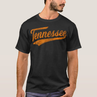 Tennessee Baseball Sports Script Cursive Flag Swoo T-shirt