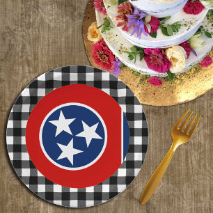 Tennessee Bord, buffalo plaid USA, Tennessee Flag Papieren Bordje