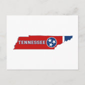 Tennessee Carte de l'état en forme Drapeau avec no (Devant)