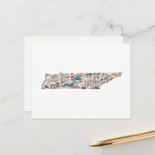 Tennessee Carte d'image Vintage Antique Graphique  (Devant/Arrière en situation)