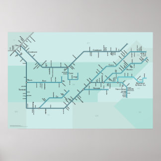 Tennessee & Cumberland Rivers 30 x 20 inch Poster