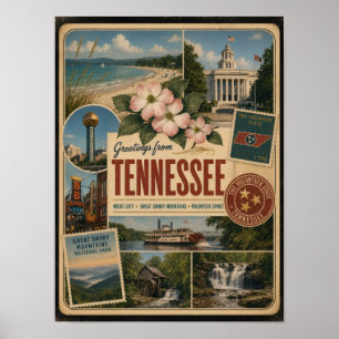 Tennessee Echte Vintage Stijl Poster