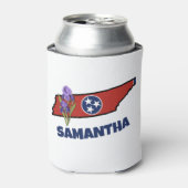 Tennessee Flag & Flower Paarse Iris Aangepaste tek Blikjeskoeler (Blikje Voorkant)