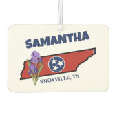 Tennessee Flag & Flower Paarse Iris Aangepaste tek Luchtverfrisser (Achterkant)