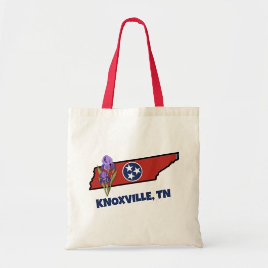 Tennessee Flag & Flower Paarse Iris Aangepaste tek Tote Bag (Voorkant)