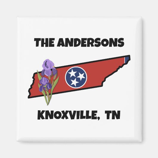 Tennessee Flag & State Flower Iris Aangepaste teks Magneet (Voorkant)