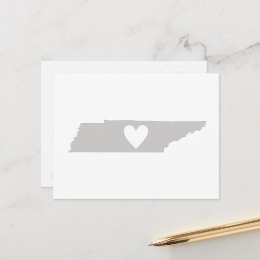 Tennessee Gray State Map Vorm met hartkloppingen Briefkaart (Voorkant / Achterkant in situ)