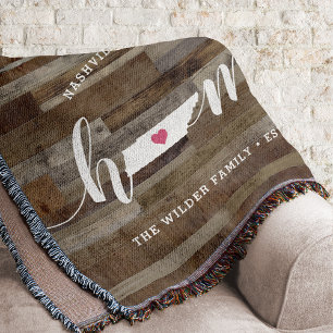 Tennessee Home State Personalized Wood Kijk uit Deken