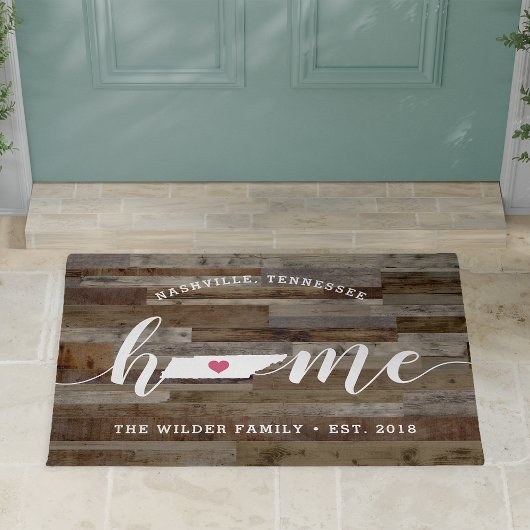 Tennessee Home State Personalized Wood Kijk uit Deurmat