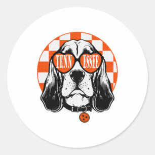 Tennessee Hound Oranje Witte Rocky Top TN Hond Ronde Sticker