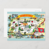  Tennessee Kaart Briefkaart (Voorkant / Achterkant)