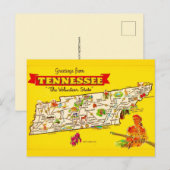  Tennessee Map Postcard Briefkaart (Voorkant / Achterkant)