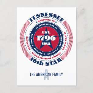 Tennessee, Nashville, TN, Patriottisch, Monogram Briefkaart