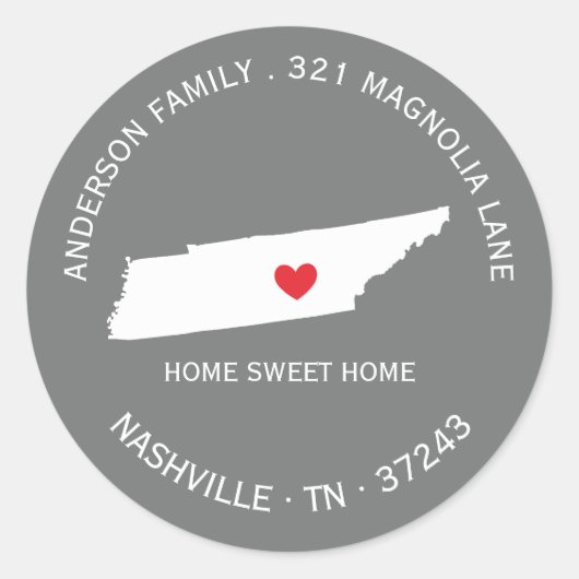 TENNESSEE | Nouveau Sticker Étiquette de adresse H (Devant)