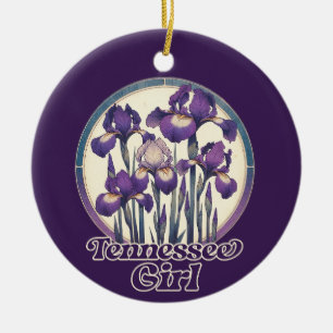 Tennessee Paarse Iris Flower Art Keramisch Ornament