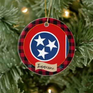 Tennessee, Rode buffalo-pleister en Tennessee-vlag Keramisch Ornament