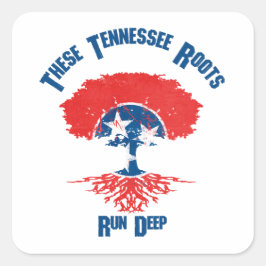 Tennessee Roots Flag Tree Vierkante Sticker