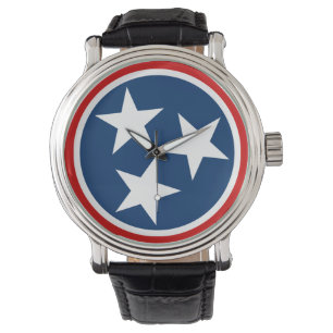 Tennessee State Flag Blue White Stars Horloge