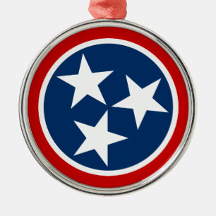 Tennessee State Flag Blue White Stars Metalen Ornament